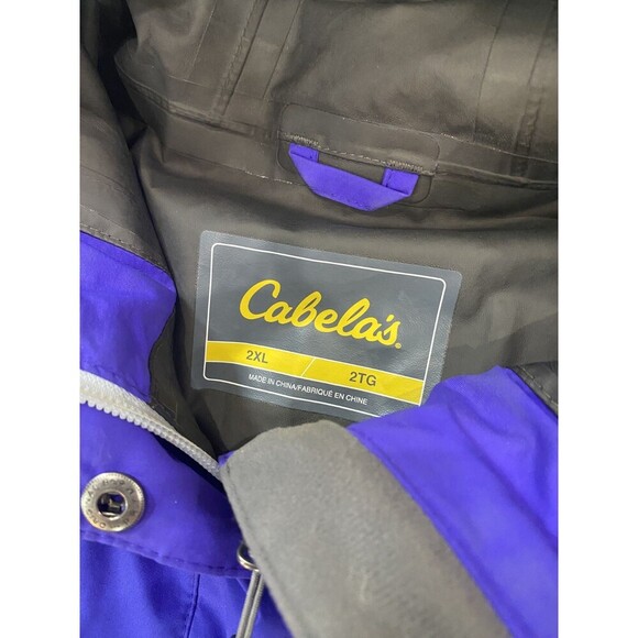 Cabelas Goretex 2XL Waterproof Wind Rain Mens Hooded Full Zip Coat Jacket Purple - Picture 2 of 9
